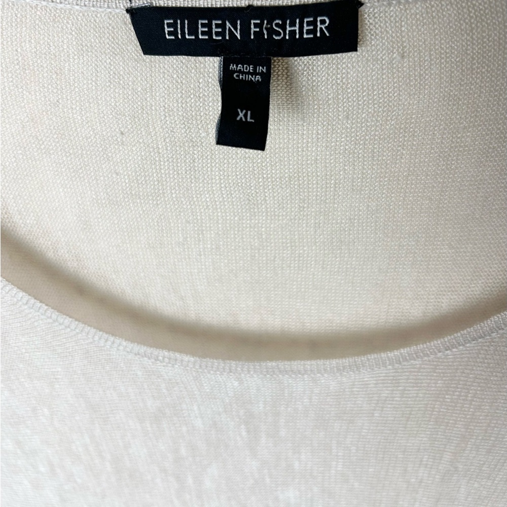 Eileen Fisher Dolman 3/4 Sleeve Top Women’s XL LINEN Oversized Sparkly Mature - Picture 2 of 11
